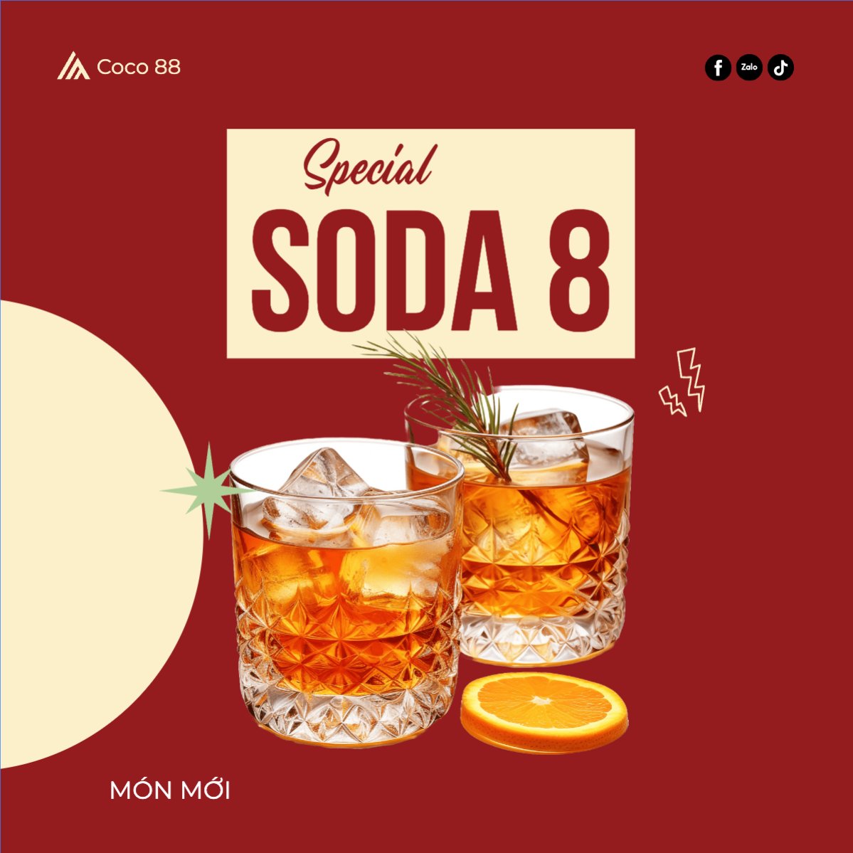 Mẫu Bài post MXH vuông Giảm giá, sale, nước uống, juice, giải khát, F&B, drink — LayerPic