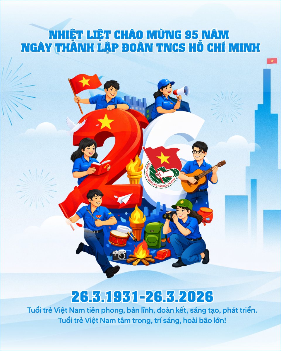 Mẫu Bài post MXH dọc Kỷ niệm ngày thành lập Đoàn TNCS Hồ Chí Minh 26/3 — LayerPic