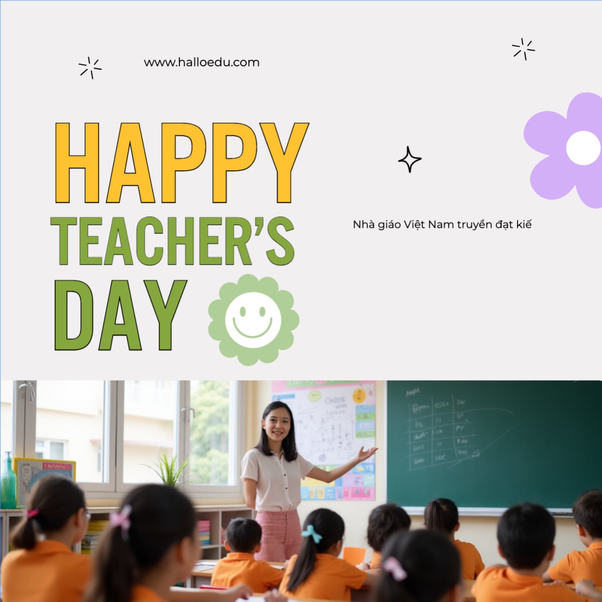 Mẫu Bài post MXH vuông Nhà giáo Việt Nam, teacher's day, giáo dục, education, school, trường học — LayerPic