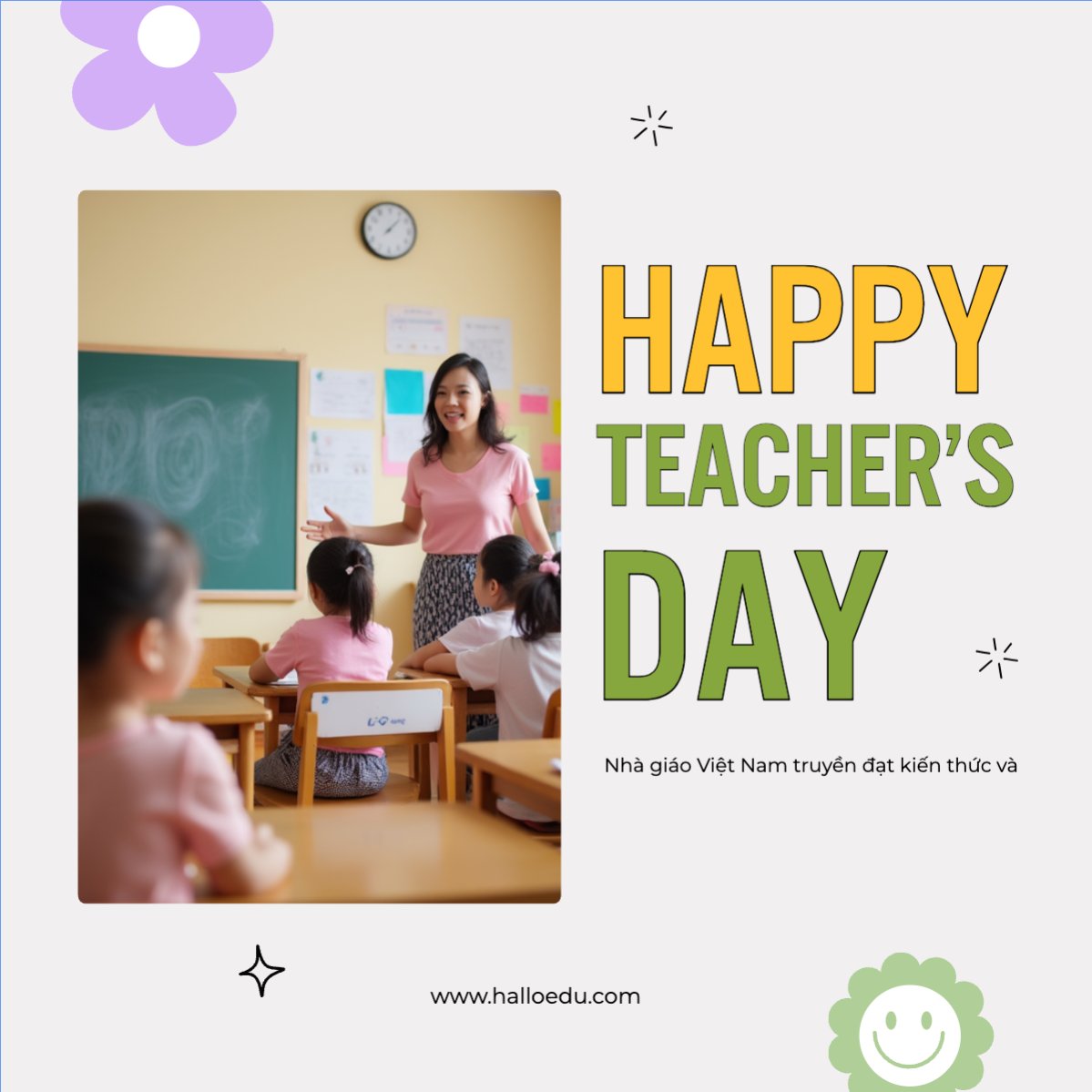 Mẫu Bài post MXH vuông Nhà giáo Việt Nam, teacher's day, giáo dục, education, school, trường học — LayerPic