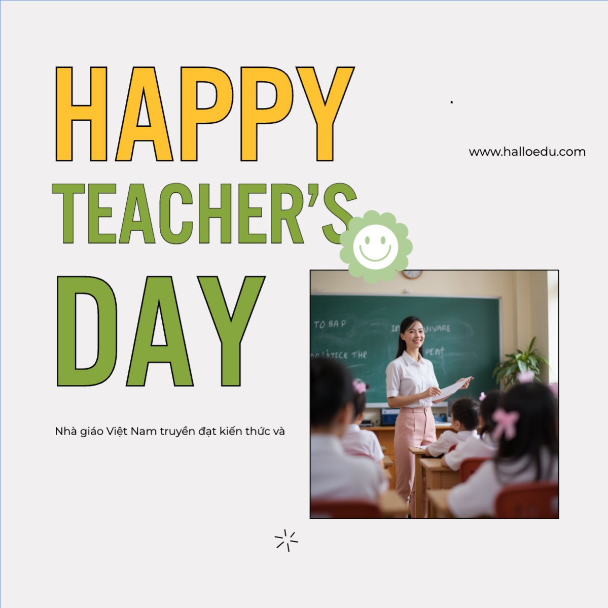 Mẫu Bài post MXH vuông Nhà giáo Việt Nam, teacher's day, giáo dục, education, school, trường học — LayerPic
