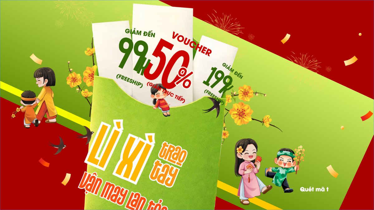Mẫu Bài post MXH (16:9) Lì xì đầu năm — LayerPic