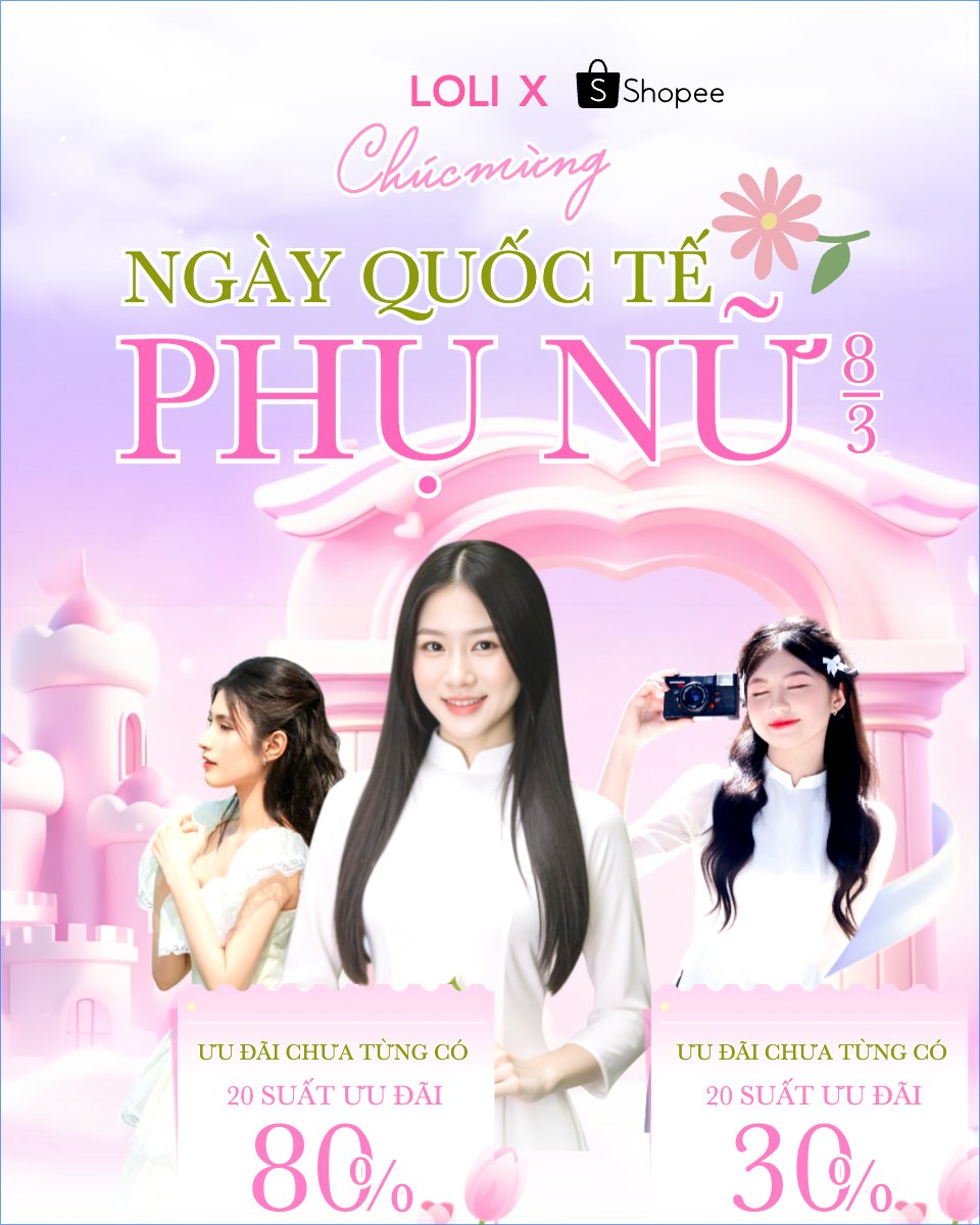 Mẫu Bài post MXH dọc Chúc mừng ngày Quốc tế phụ nữ 8/3 — LayerPic
