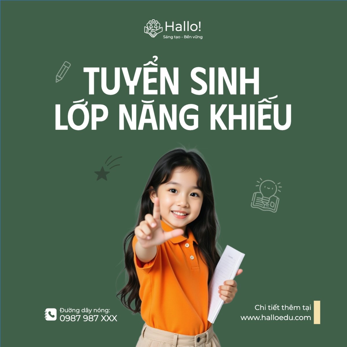Mẫu Bài post MXH vuông Khai giảng, tuyển sinh, giáo dục, education, school, trường học — LayerPic