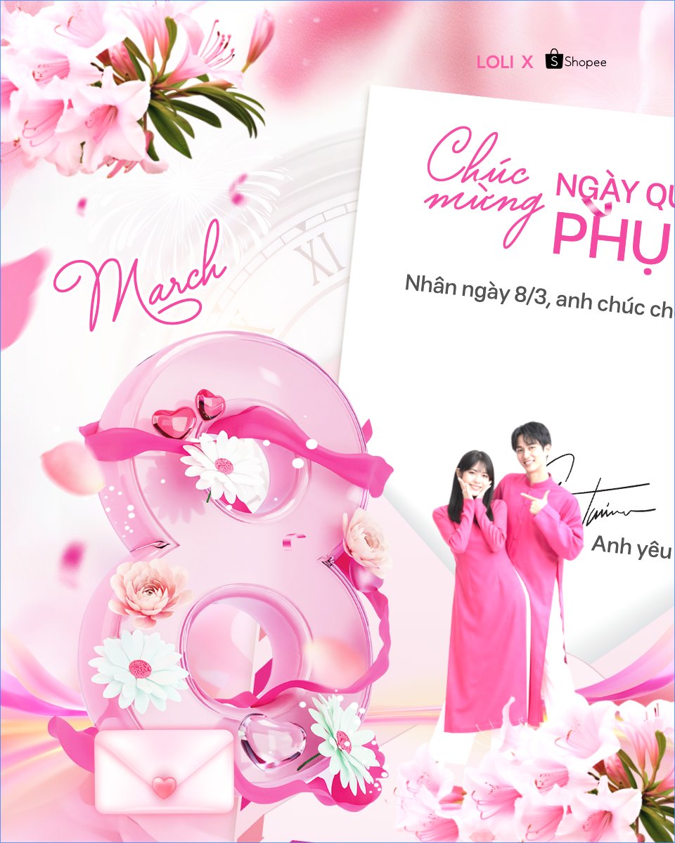 Mẫu Bài post MXH dọc Chúc mừng ngày Quốc tế phụ nữ 8/3 — LayerPic
