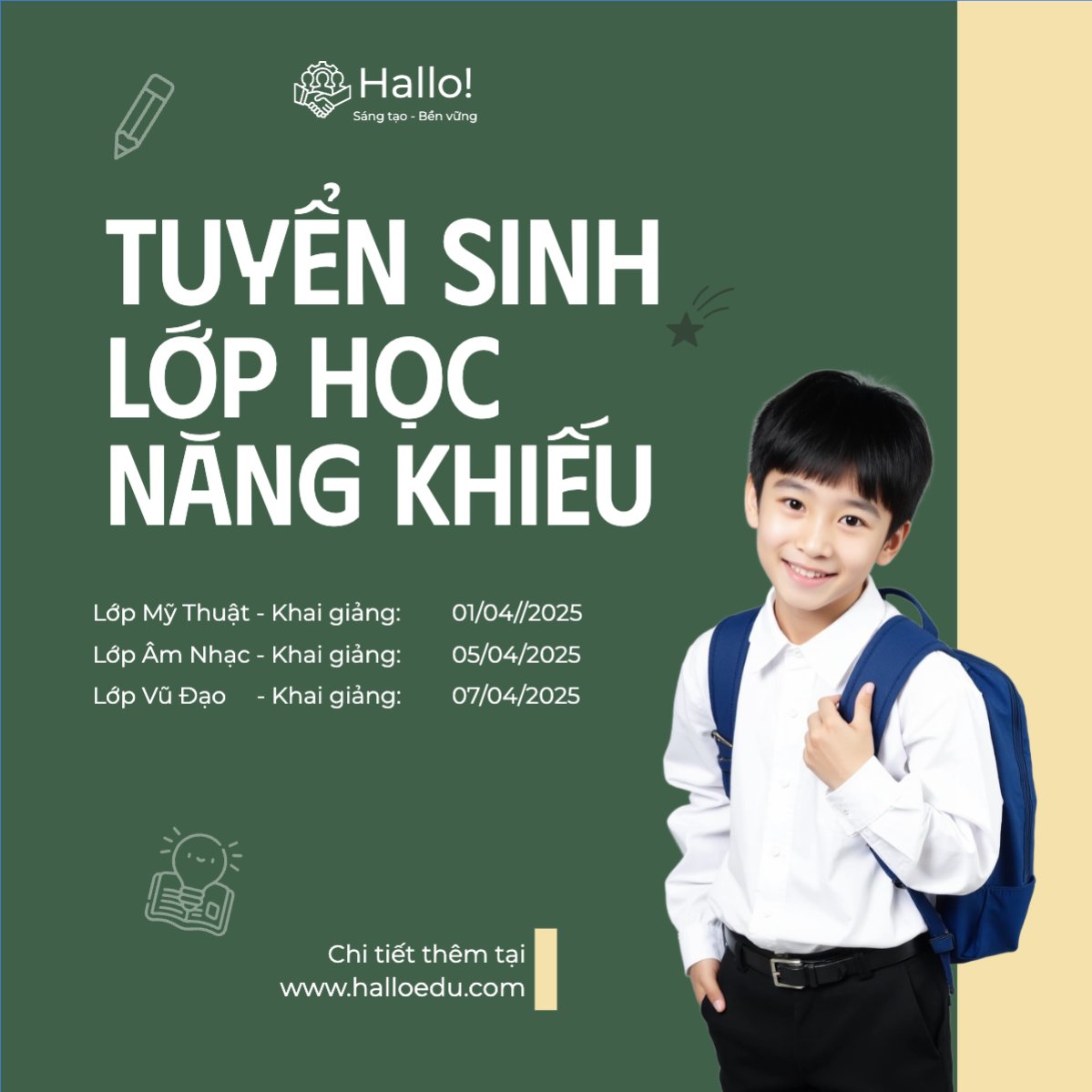 Mẫu Bài post MXH vuông Khai giảng, tuyển sinh, giáo dục, education, school, trường học — LayerPic