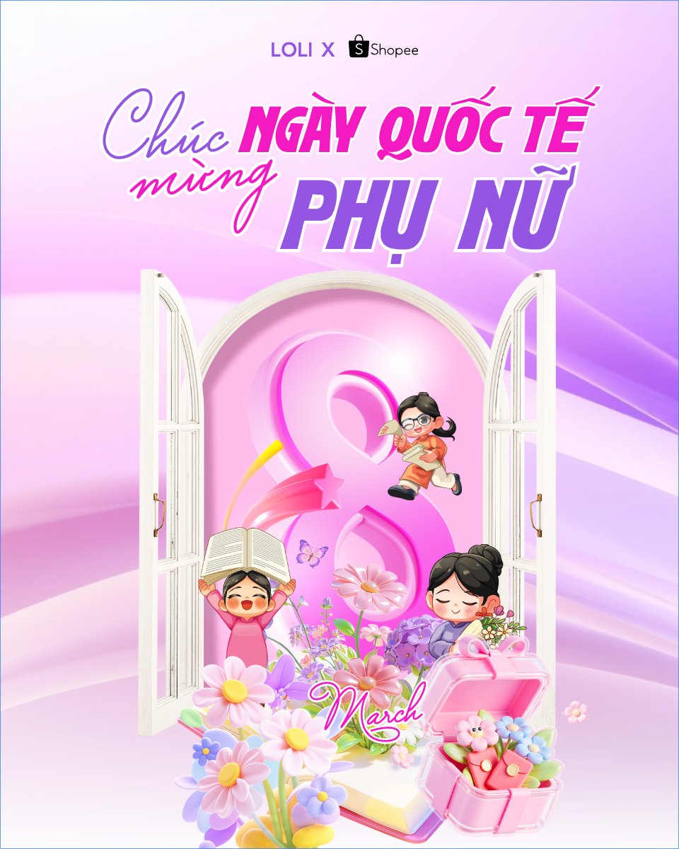 Mẫu Bài post MXH dọc Chúc mừng ngày Quốc tế phụ nữ 8/3 — LayerPic