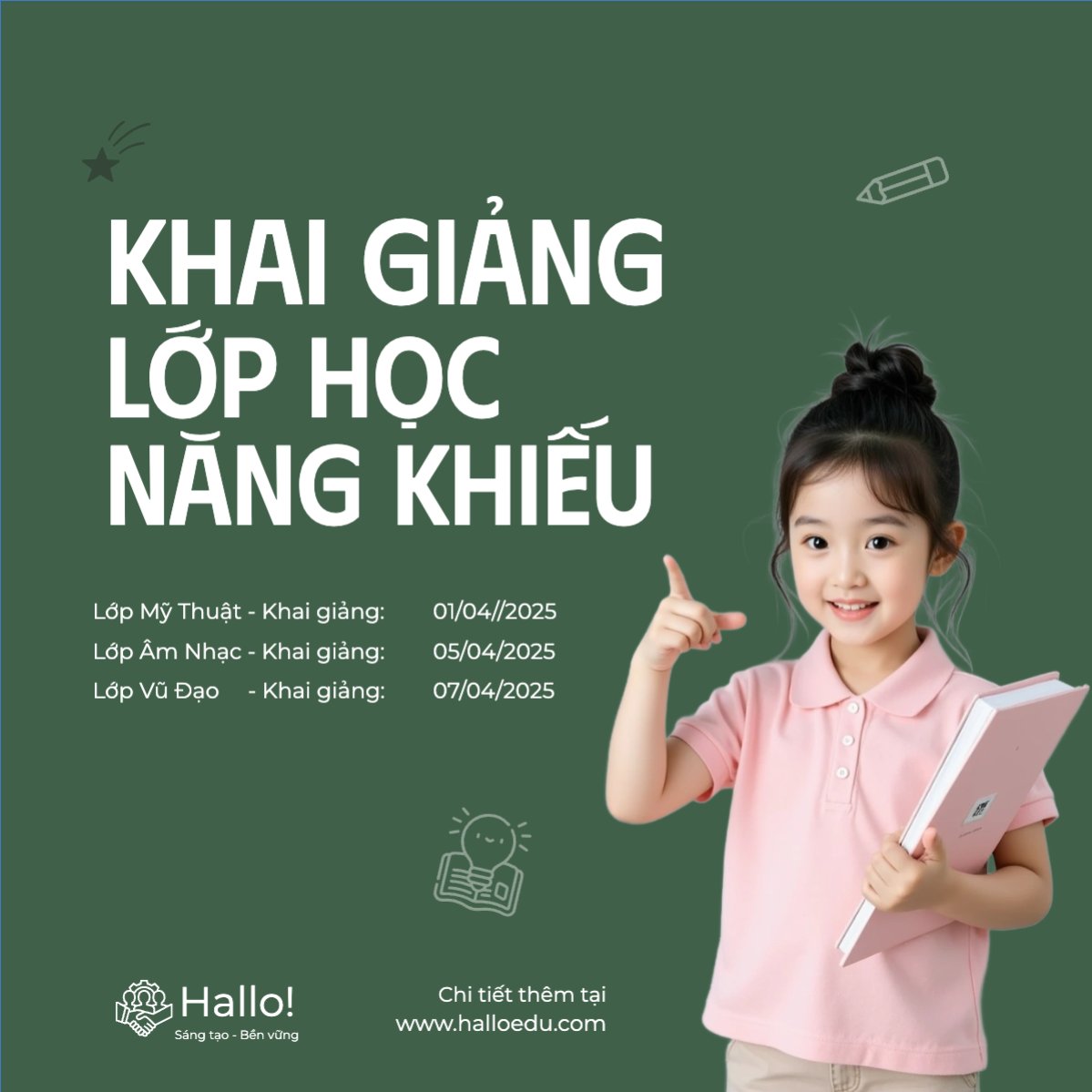 Mẫu Bài post MXH vuông Khai giảng, tuyển sinh, giáo dục, education, school, trường học — LayerPic
