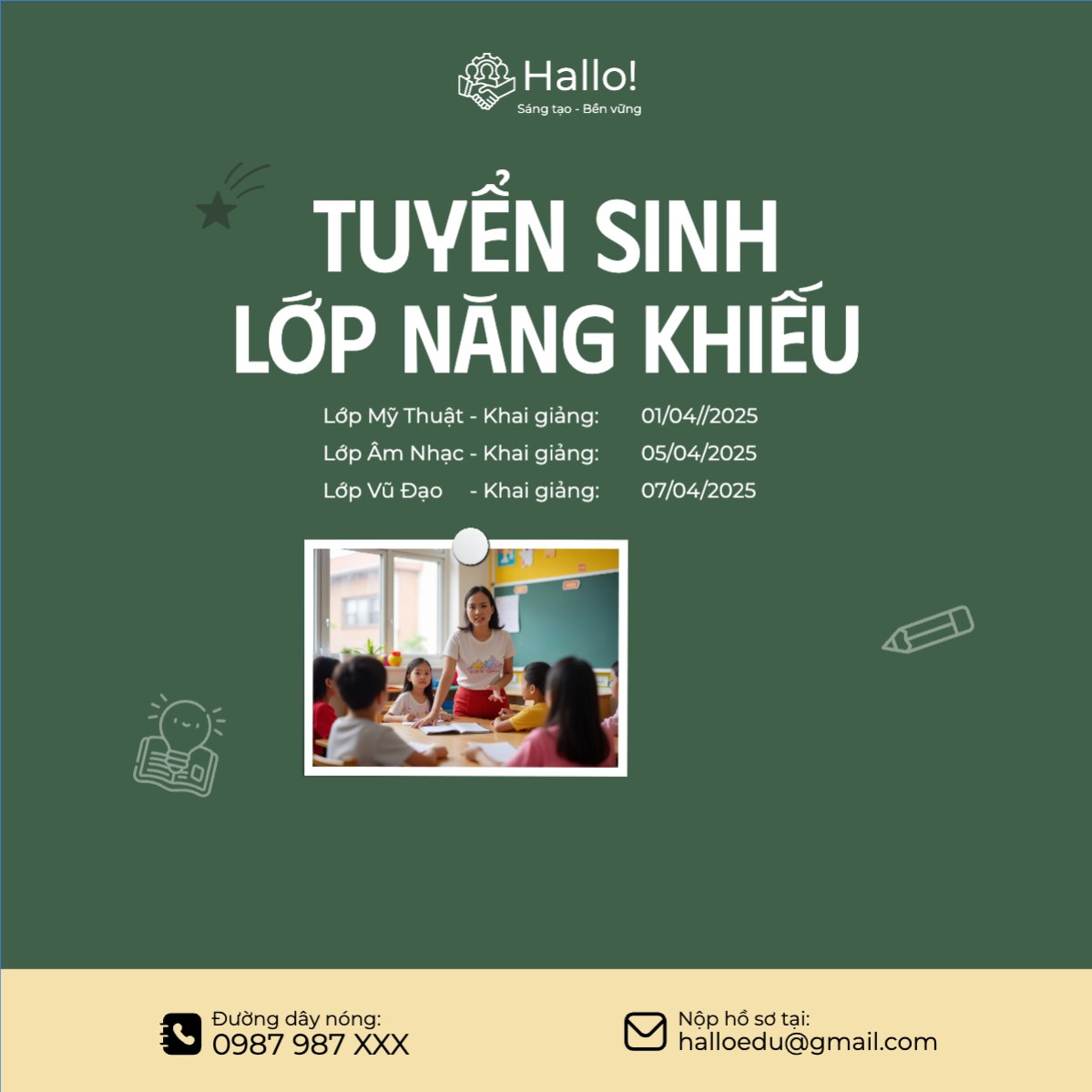 Mẫu Bài post MXH vuông Khai giảng, tuyển sinh, giáo dục, education, school, trường học — LayerPic
