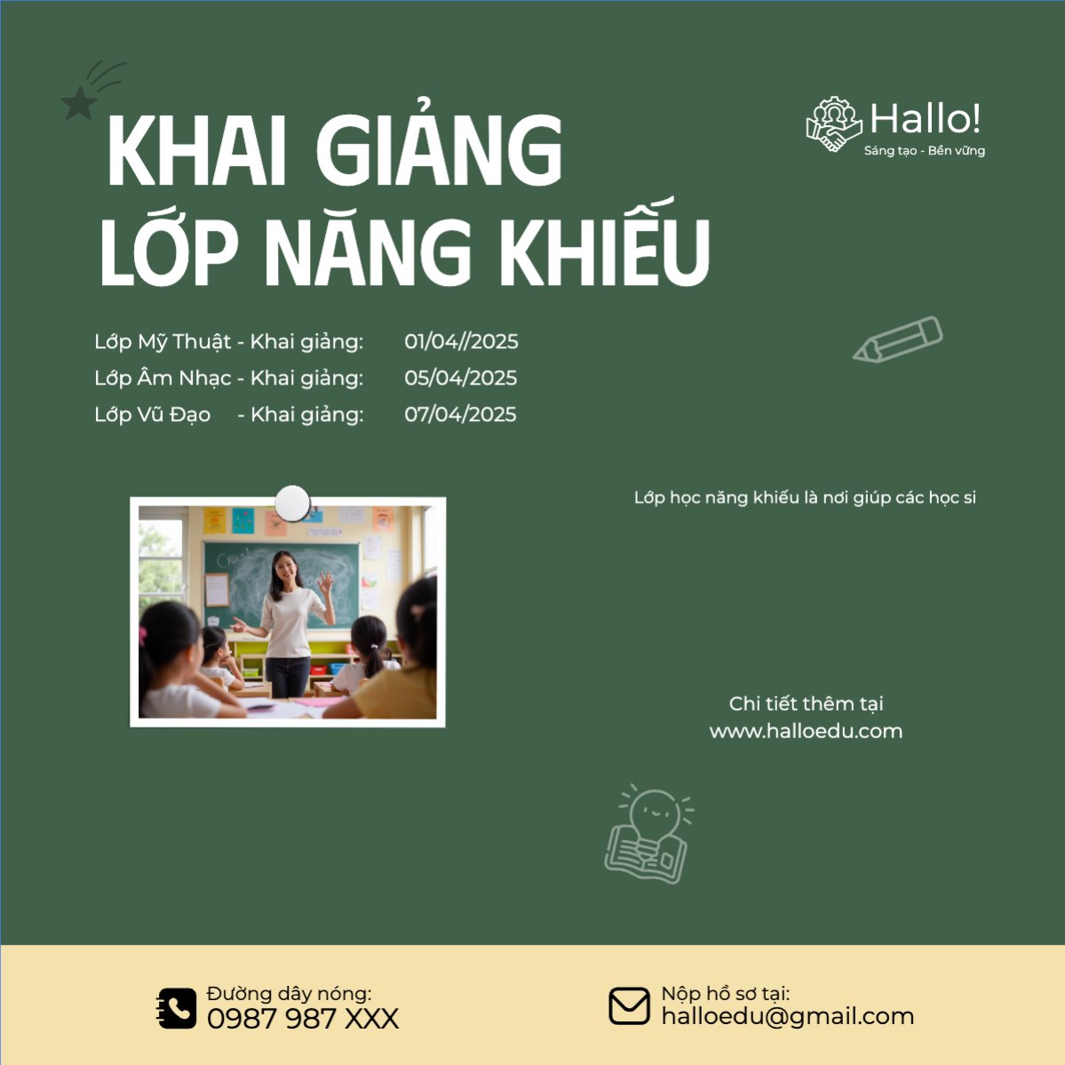 Mẫu Bài post MXH vuông Khai giảng, tuyển sinh, giáo dục, education, school, trường học — LayerPic
