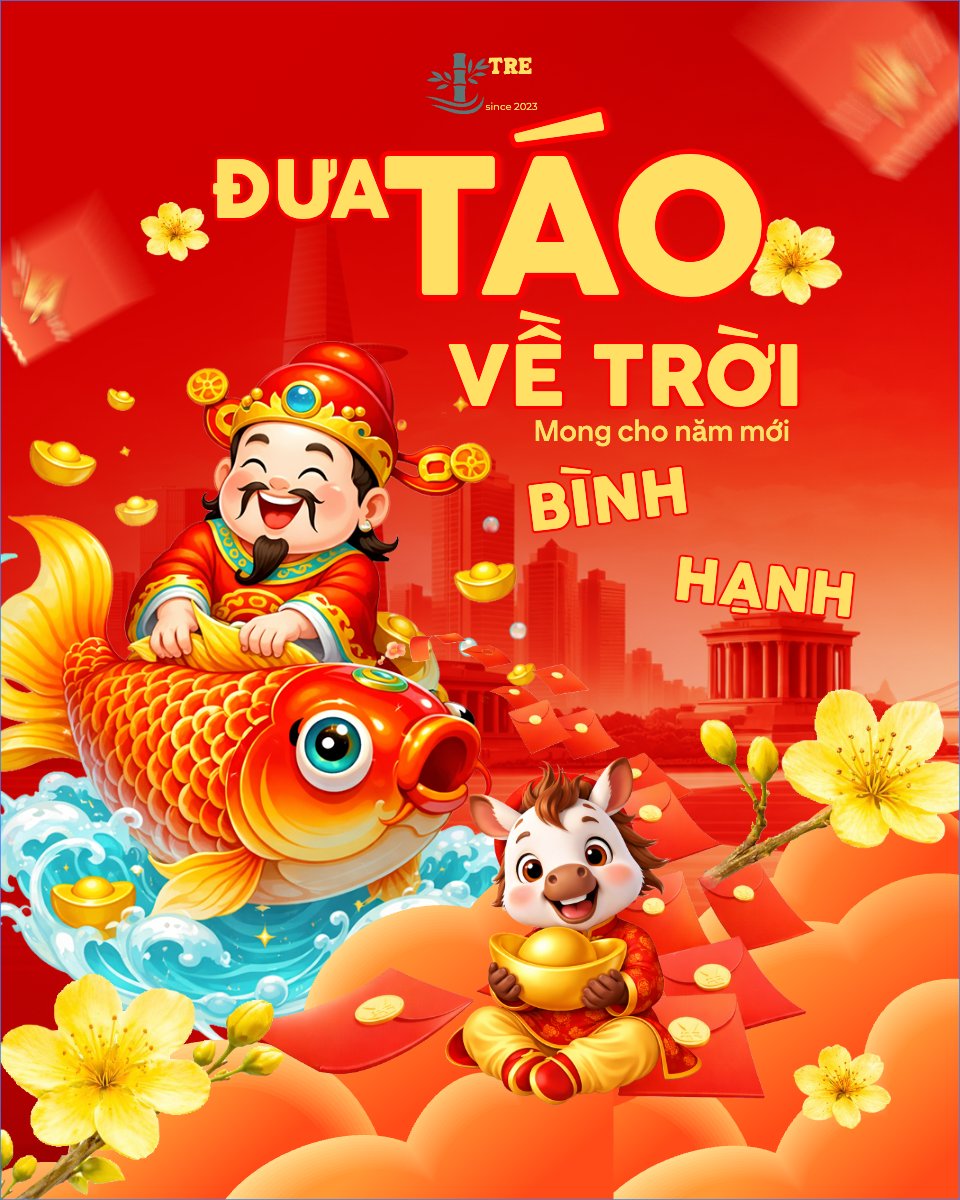 Mẫu Bài post MXH dọc Đưa ông Táo về trời — LayerPic