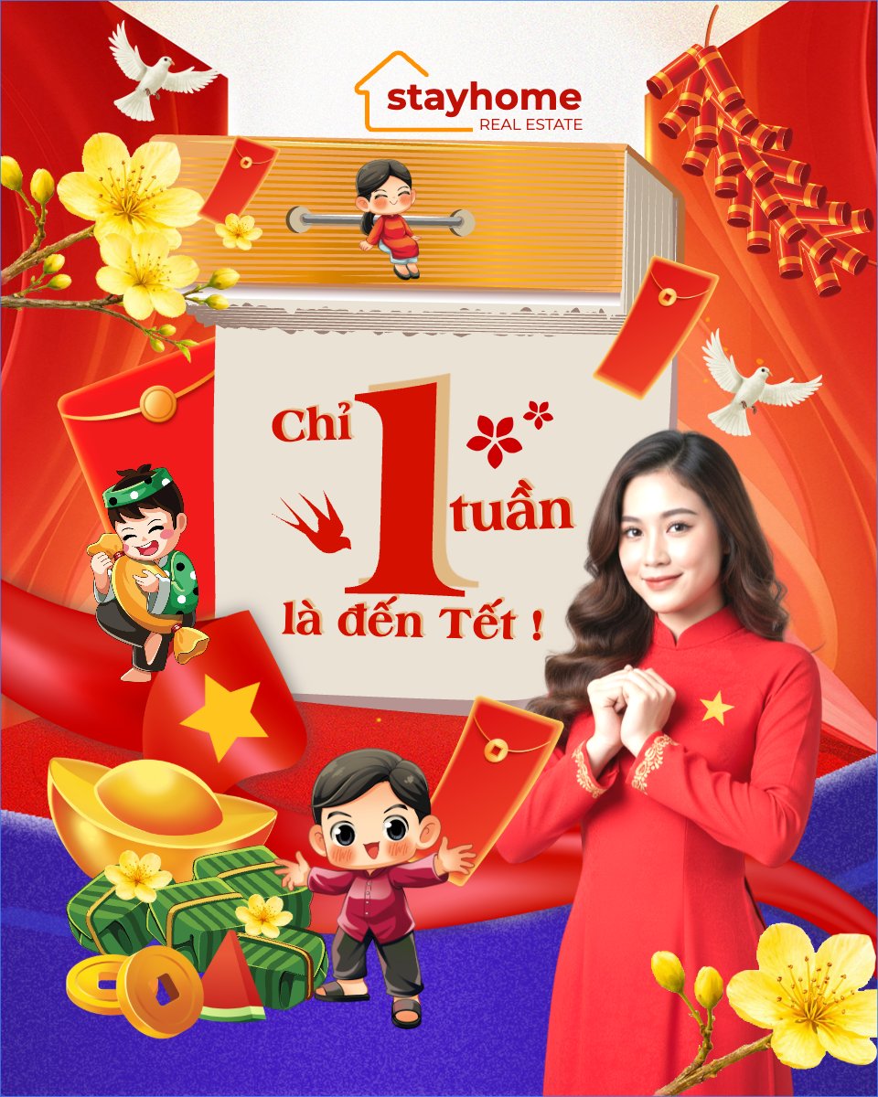 Mẫu Bài post MXH dọc Chỉ còn 1 tuần nữa là đến tết — LayerPic