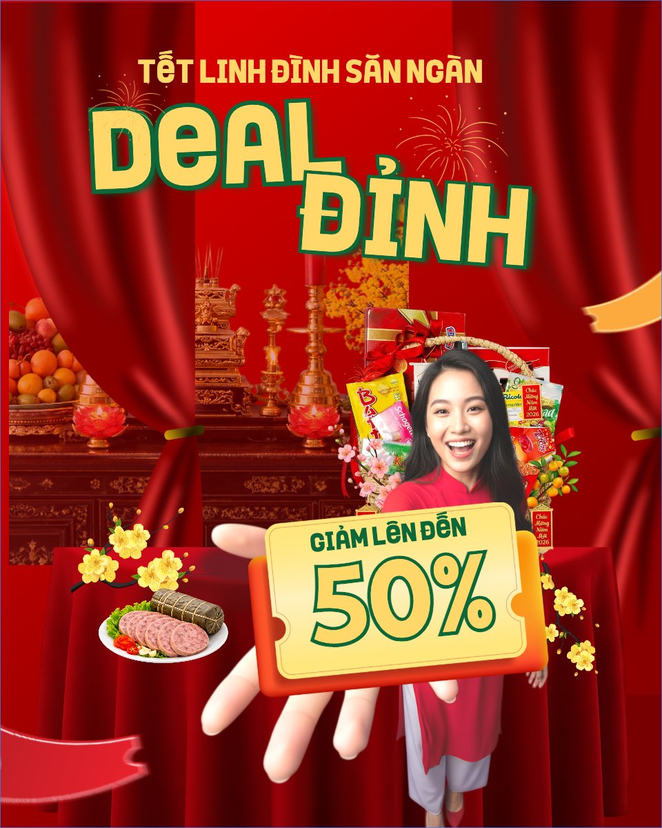 Mẫu Bài post MXH dọc Tết linh đình săn ngàn deal đỉnh — LayerPic