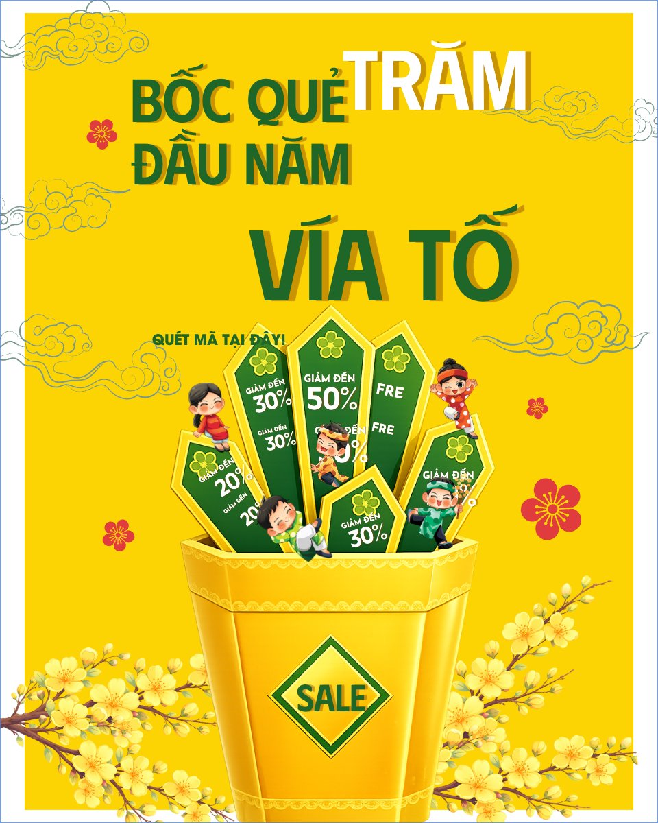 Mẫu Bài post MXH dọc Bốc quẻ đầu năm trăm ngàn vía tốt — LayerPic