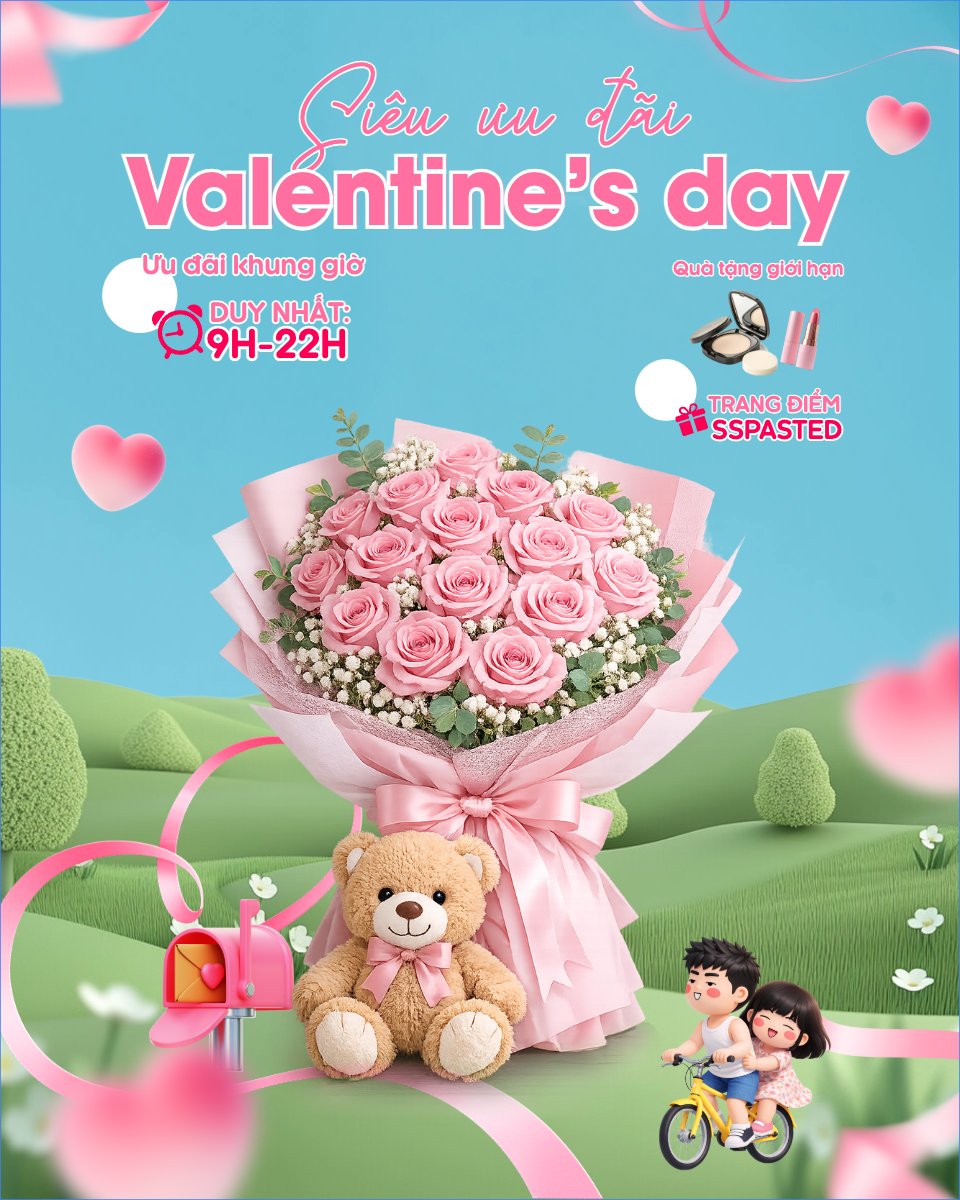 Mẫu Bài post MXH dọc Siêu ưu đãi valentine's day — LayerPic