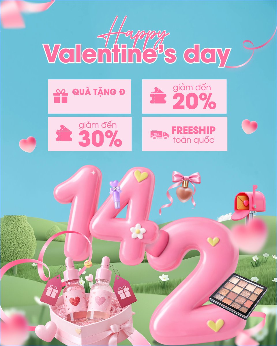 Mẫu Bài post MXH dọc Happy valentine's day — LayerPic