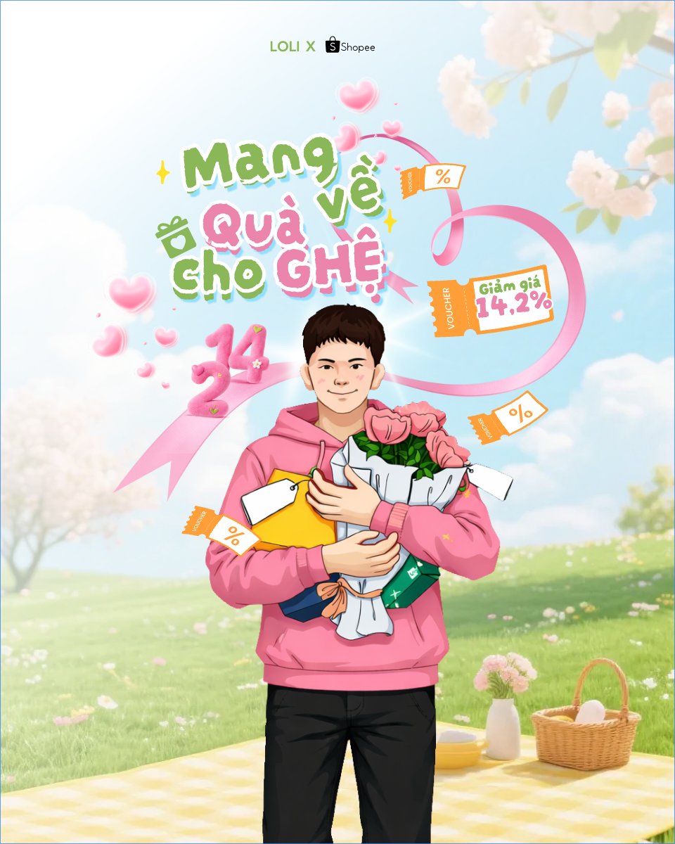 Mẫu Bài post MXH dọc Mang quà về cho ghệ — LayerPic