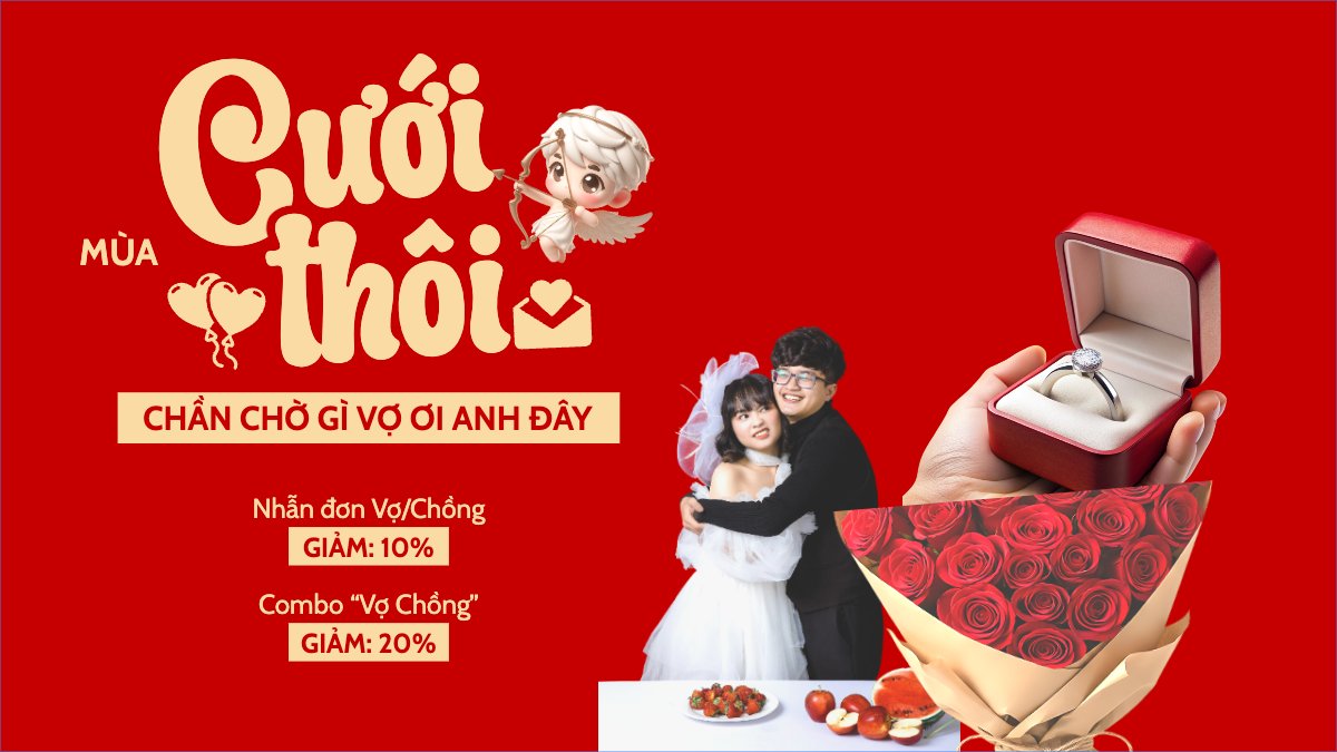Mẫu Bài post MXH (16:9) Mùa yêu cưới thôi — LayerPic