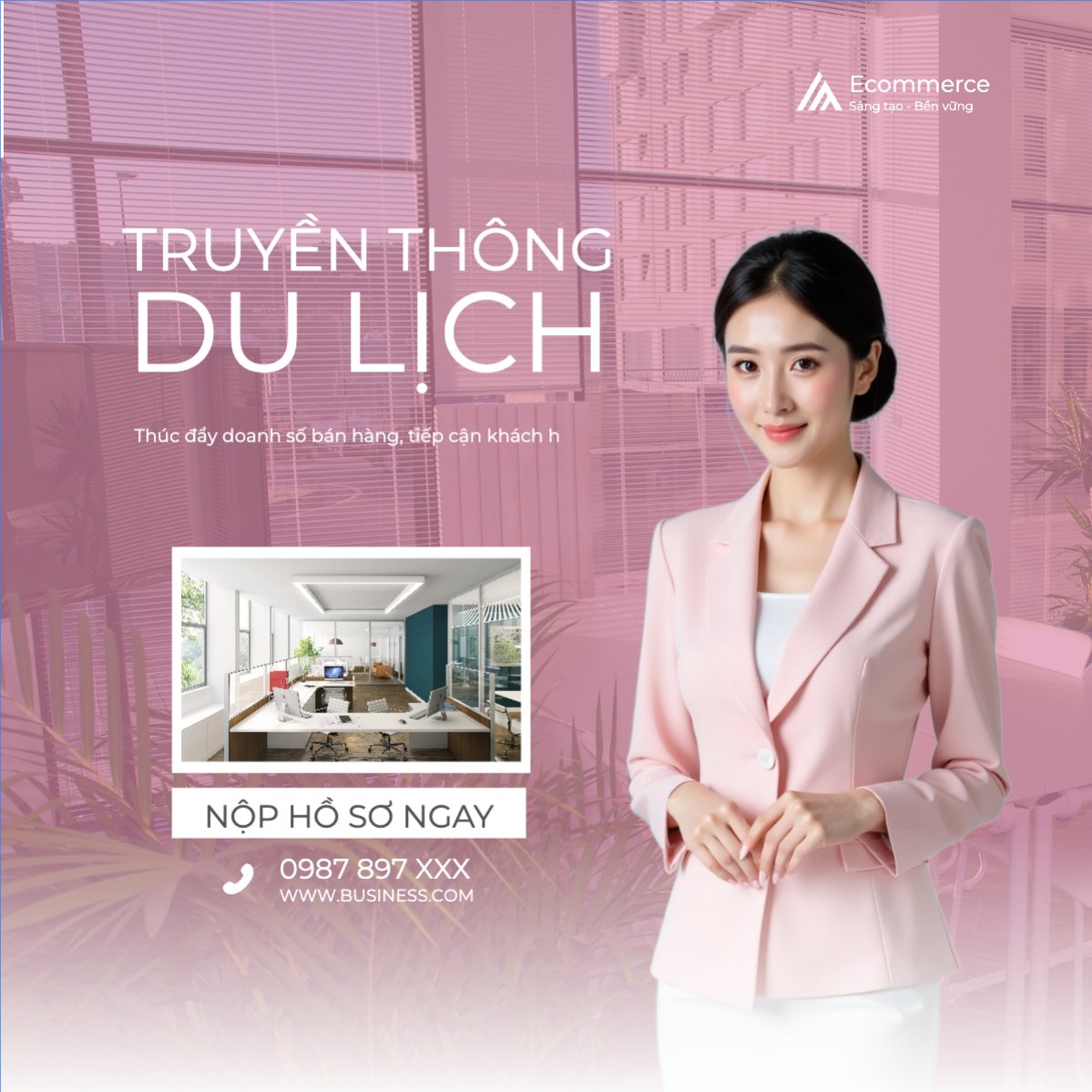 Mẫu Bài post MXH vuông Thương mại điện tử, commercial electronics, doanh nhân, du lịch — LayerPic