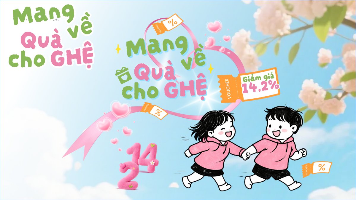 Mẫu Bài post MXH (16:9) Mang quà về cho ghệ — LayerPic