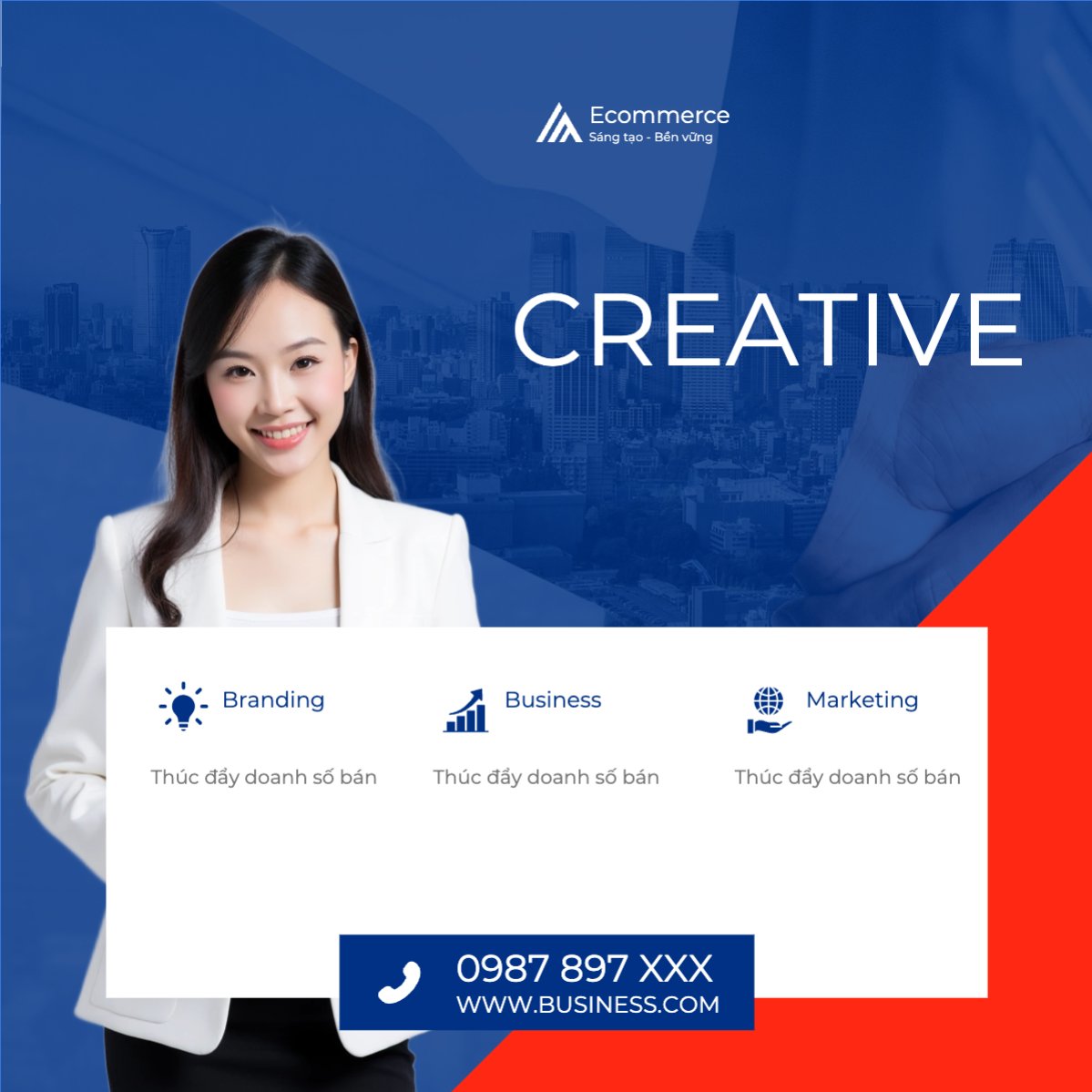 Mẫu Bài post MXH vuông Thương mại điện tử, commercial electronics, doanh nhân, tài chính — LayerPic