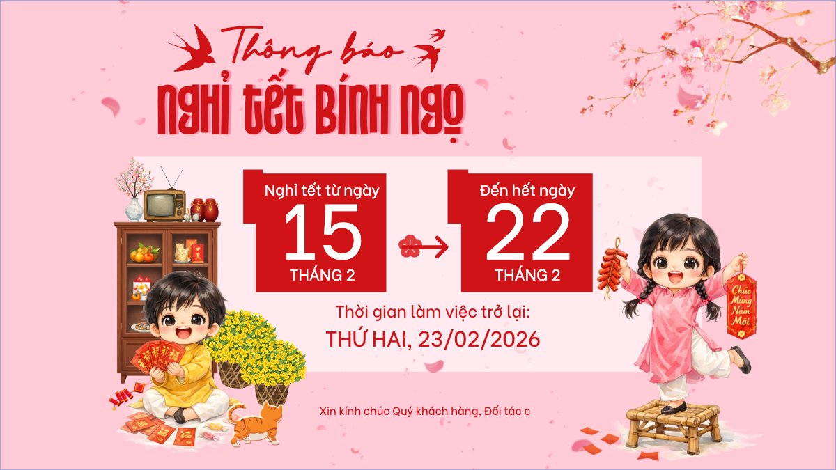 Mẫu Bài post MXH (16:9) Thông báo nghỉ tết Nguyên Đán — LayerPic