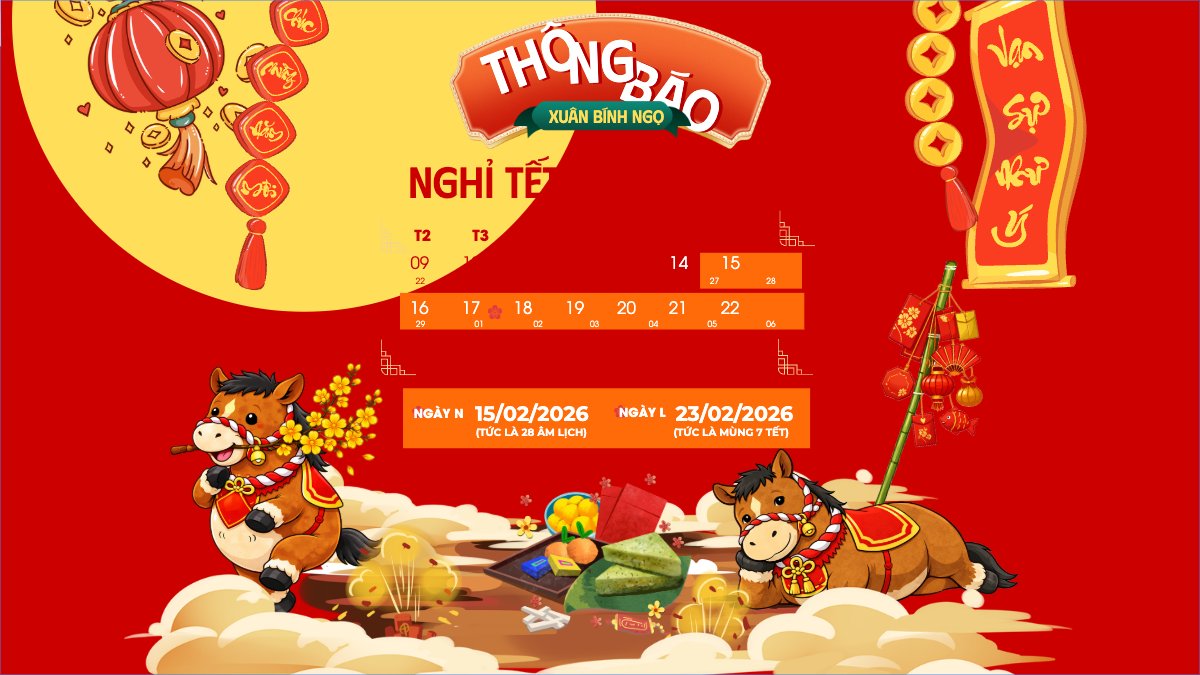 Mẫu Bài post MXH (16:9) Thông báo nghỉ tết Nguyên Đán — LayerPic
