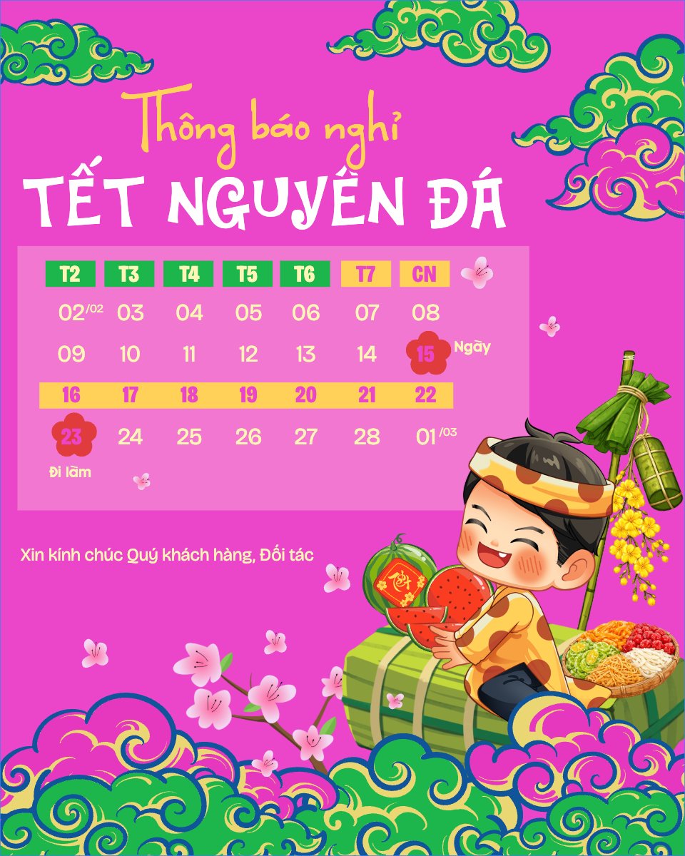 Mẫu Bài post MXH dọc Thông báo nghỉ tết Nguyên Đán — LayerPic