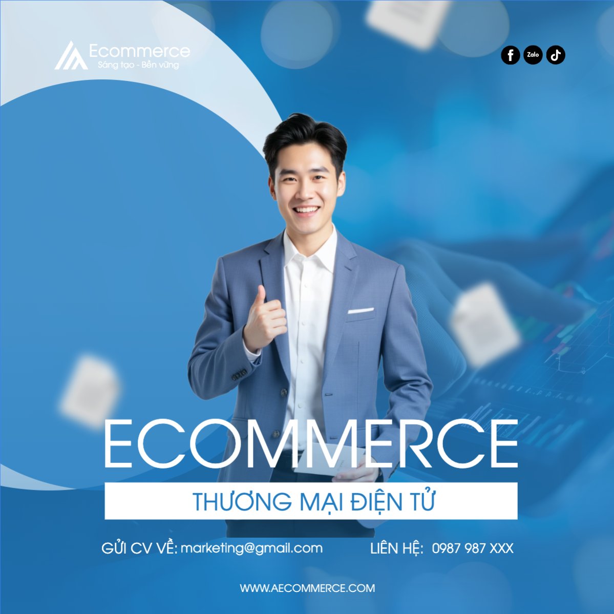 Mẫu Bài post MXH vuông Thương mại điện tử, commercial electronics, doanh nhân — LayerPic