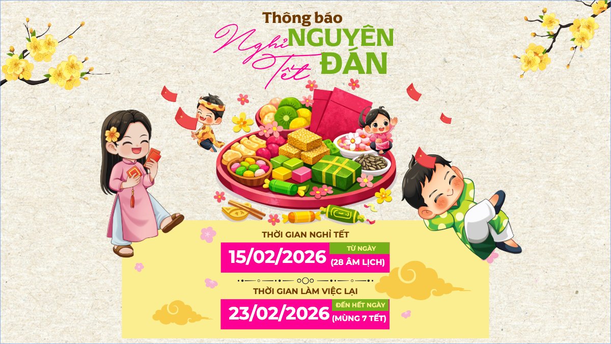 Mẫu Bài post MXH (16:9) Thông báo nghỉ tết Nguyên Đán — LayerPic