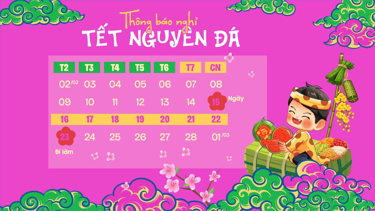 Mẫu Bài post MXH (16:9) Thông báo nghỉ tết Nguyên Đán — LayerPic