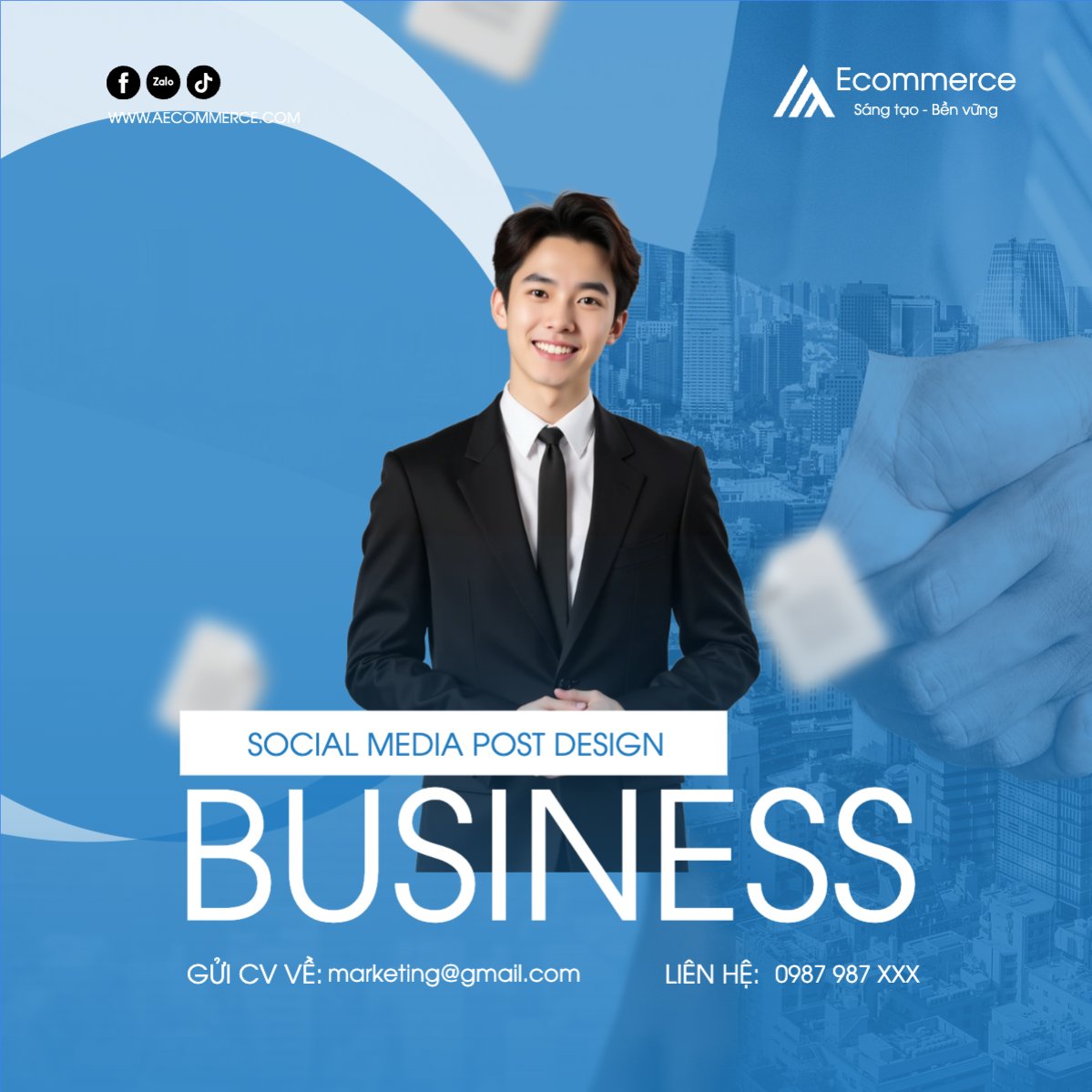 Mẫu Bài post MXH vuông Thương mại điện tử, commercial electronics, doanh nhân — LayerPic