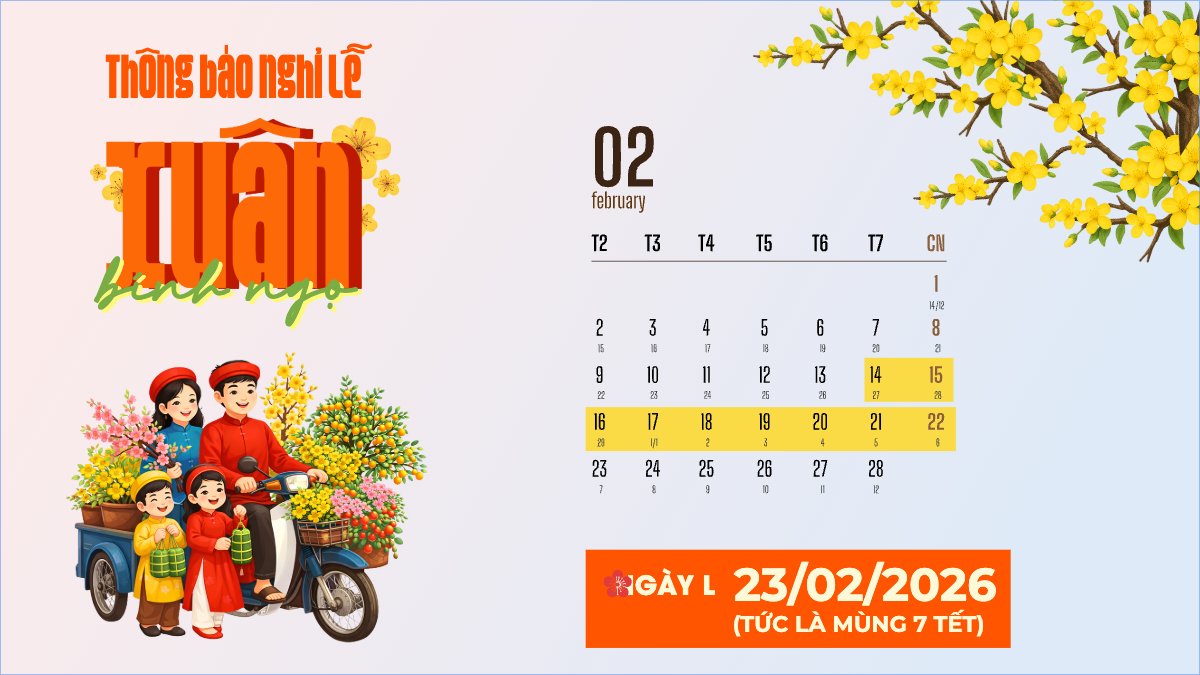 Mẫu Bài post MXH (16:9) Thông báo nghỉ tết Nguyên Đán — LayerPic