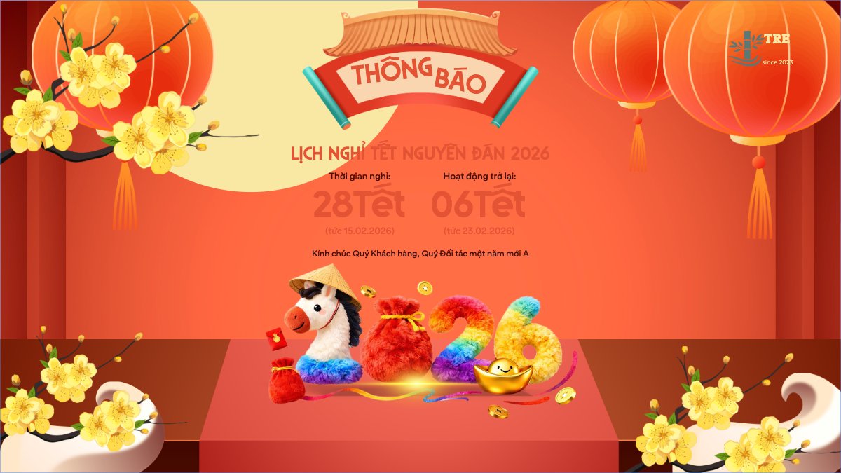 Mẫu Bài post MXH (16:9) Thông báo lịch nghỉ tết nguyên đán Bính Ngọ 2026 — LayerPic