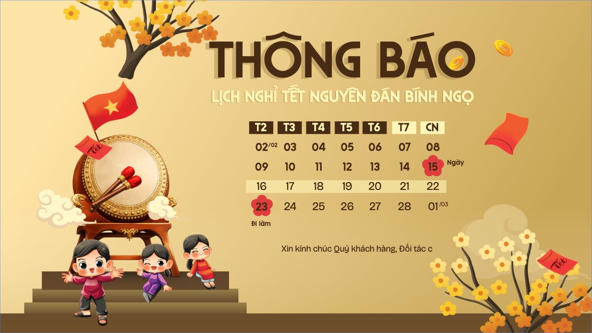 Thông báo lịch nghỉ tết nguyên đán Bính Ngọ 2026