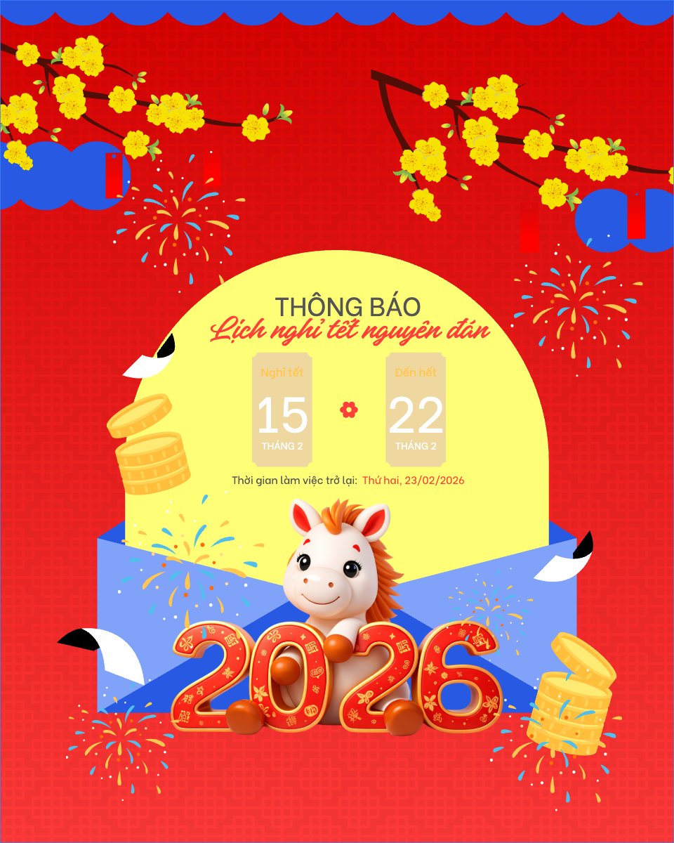 Mẫu Bài post MXH dọc Thông báo lịch nghỉ tết nguyên đán Bính Ngọ 2026 — LayerPic