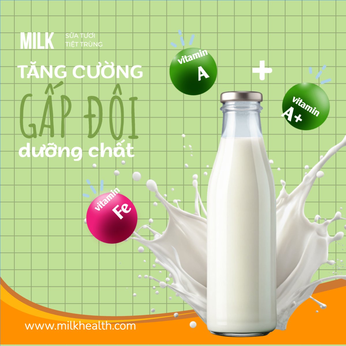 Mẫu Bài post MXH vuông Sữa, milk, đồ uống, drink , dinh dưỡng, thực phẩm — LayerPic