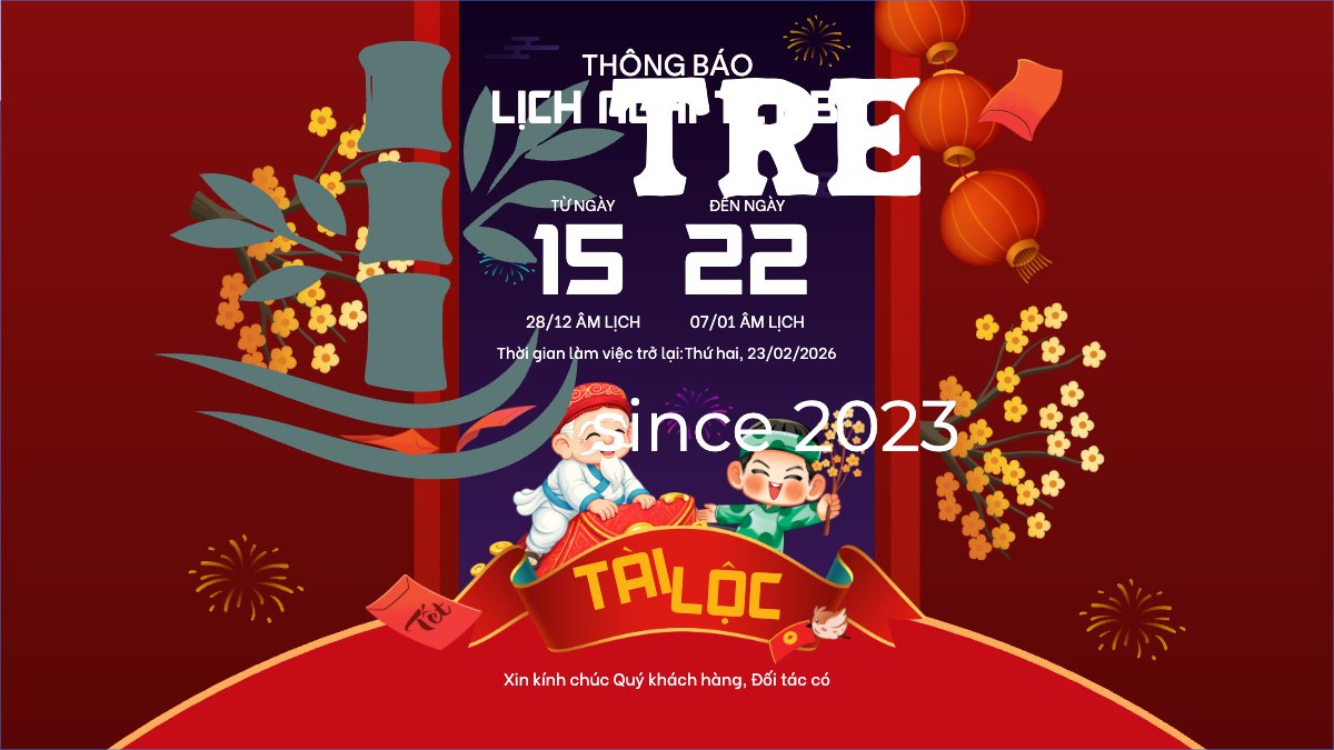Mẫu Bài post MXH (16:9) Thông báo lịch nghỉ tết nguyên đán Bính Ngọ 2026 — LayerPic
