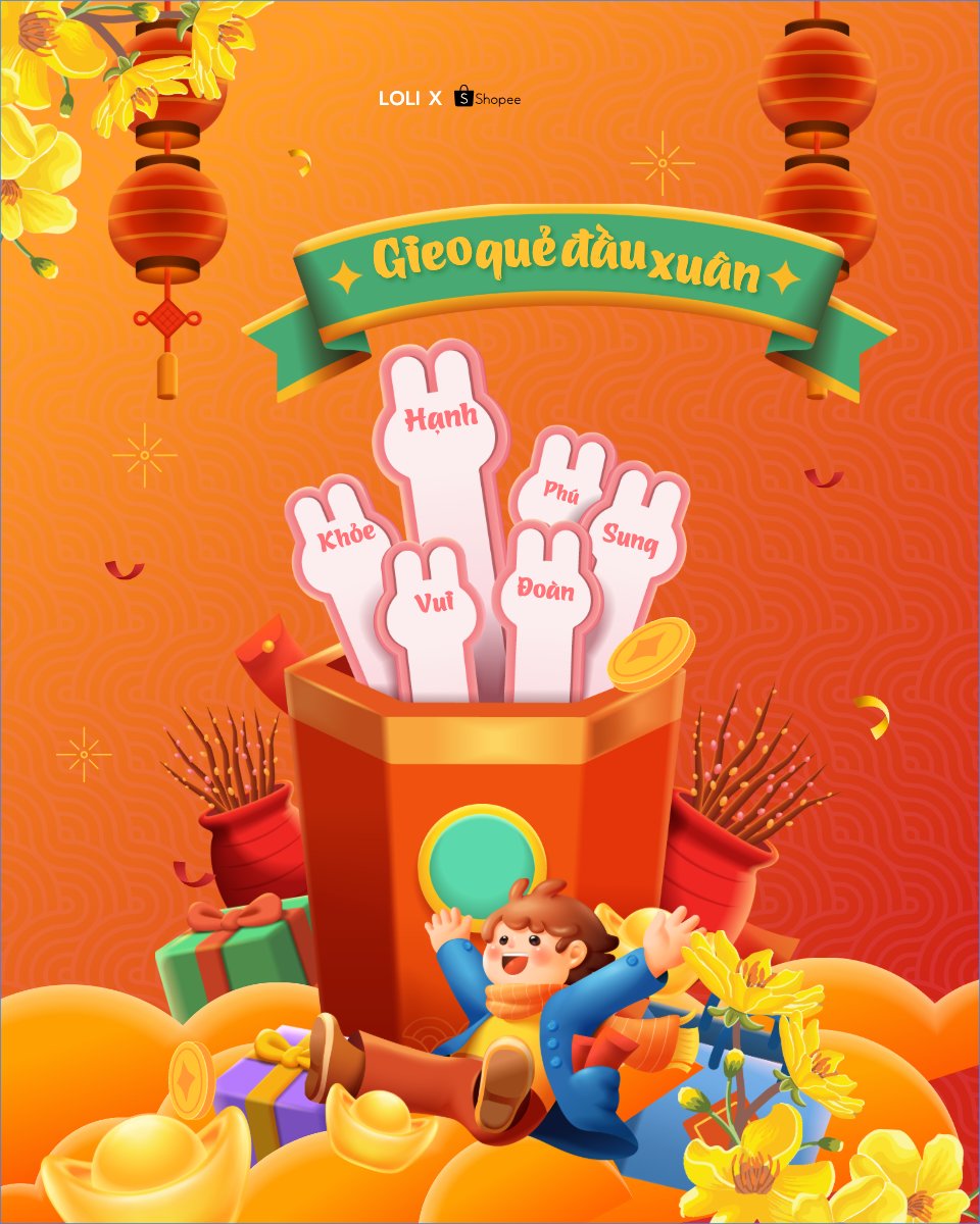 Mẫu Bài post MXH dọc Gieo quẻ đầu xuân — LayerPic