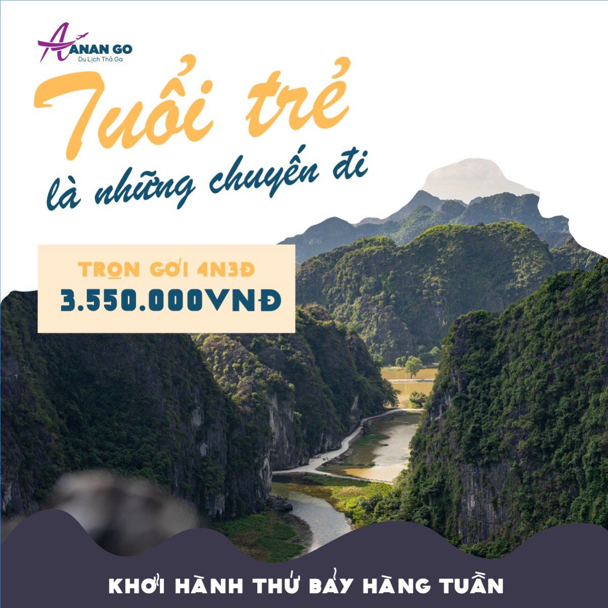 Mẫu Bài post MXH vuông Du lịch, travel, tourism, trải nghiệm, khám phá — LayerPic