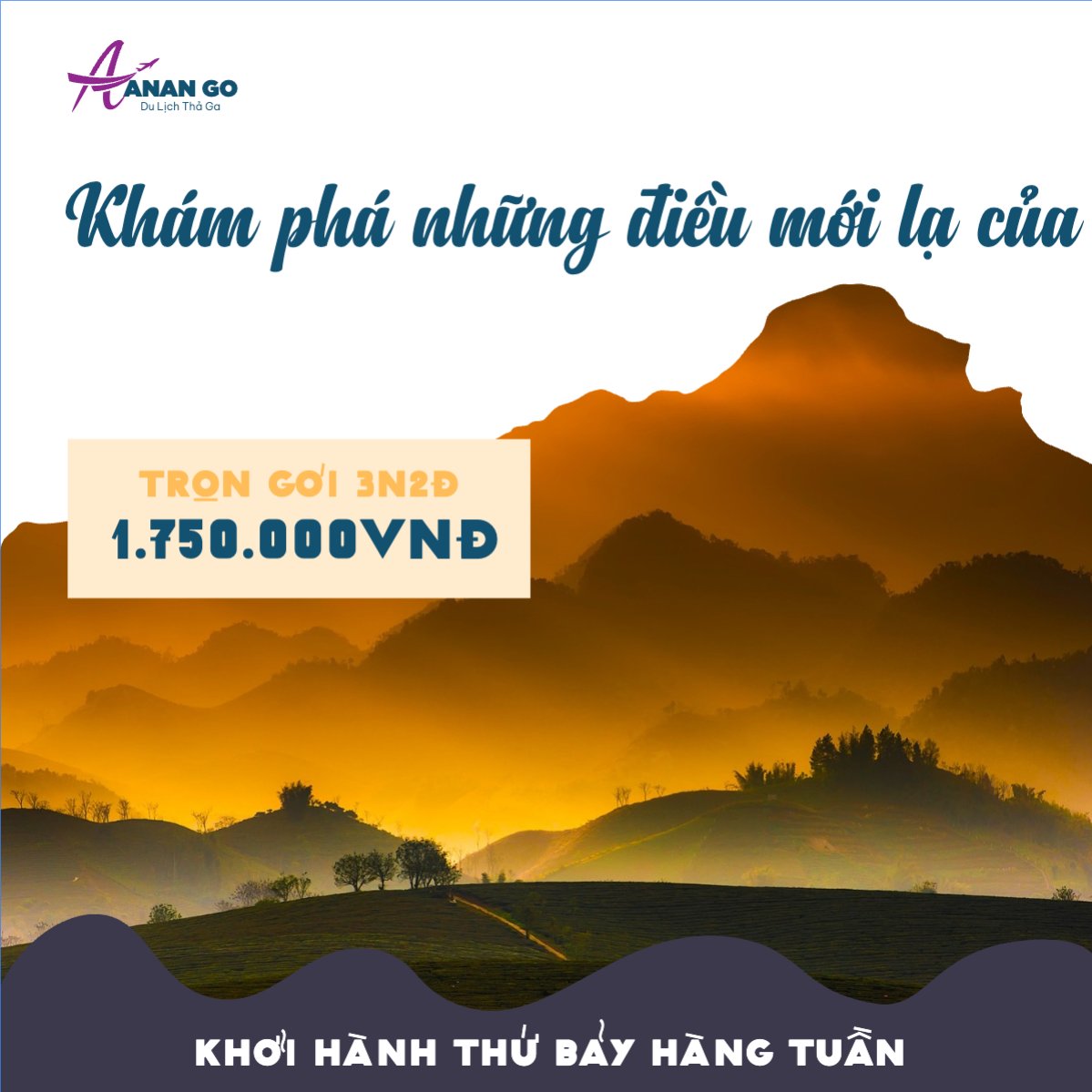 Mẫu Bài post MXH vuông Du lịch, travel, tourism, trải nghiệm, khám phá — LayerPic