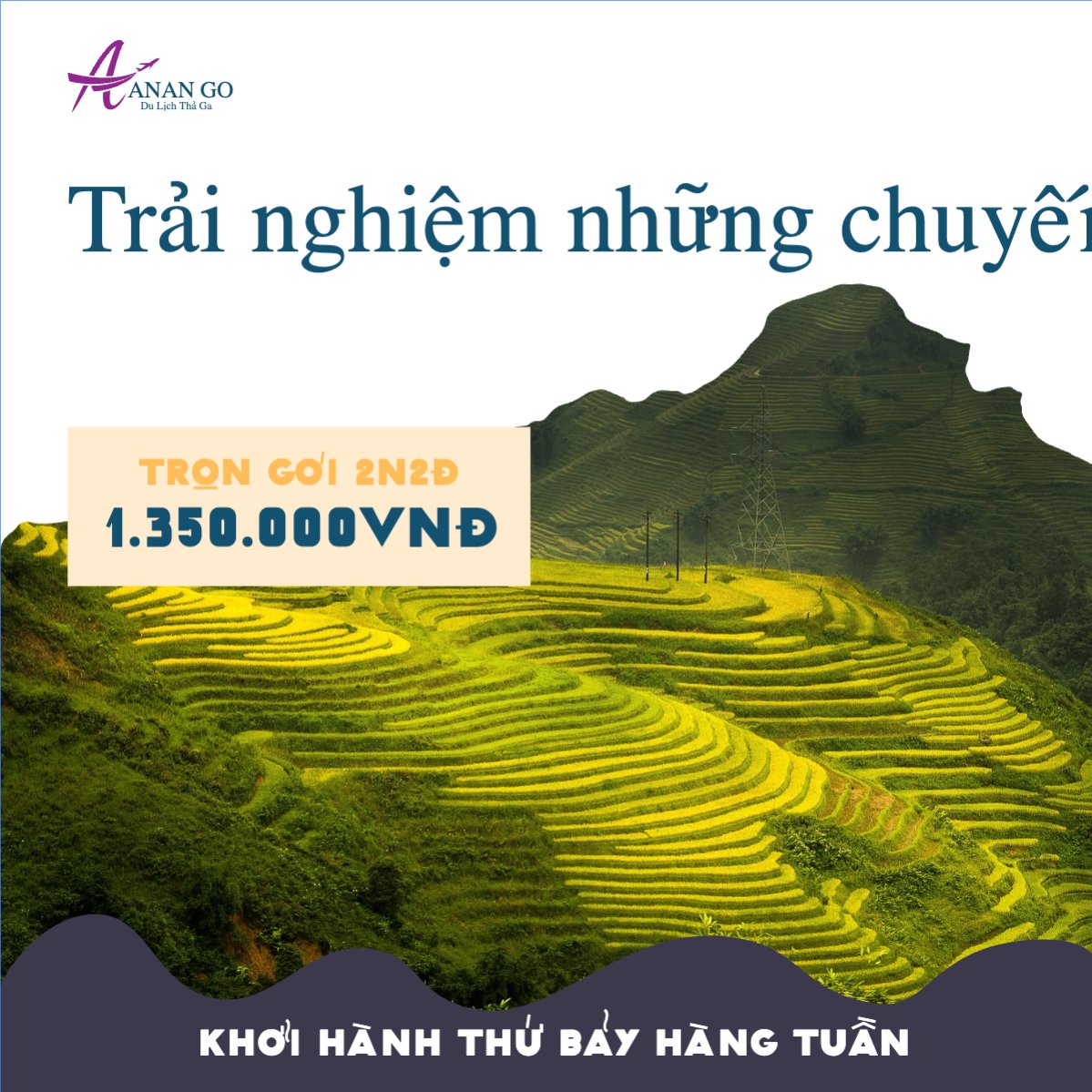 Mẫu Bài post MXH vuông Du lịch, travel, tourism, trải nghiệm, khám phá — LayerPic