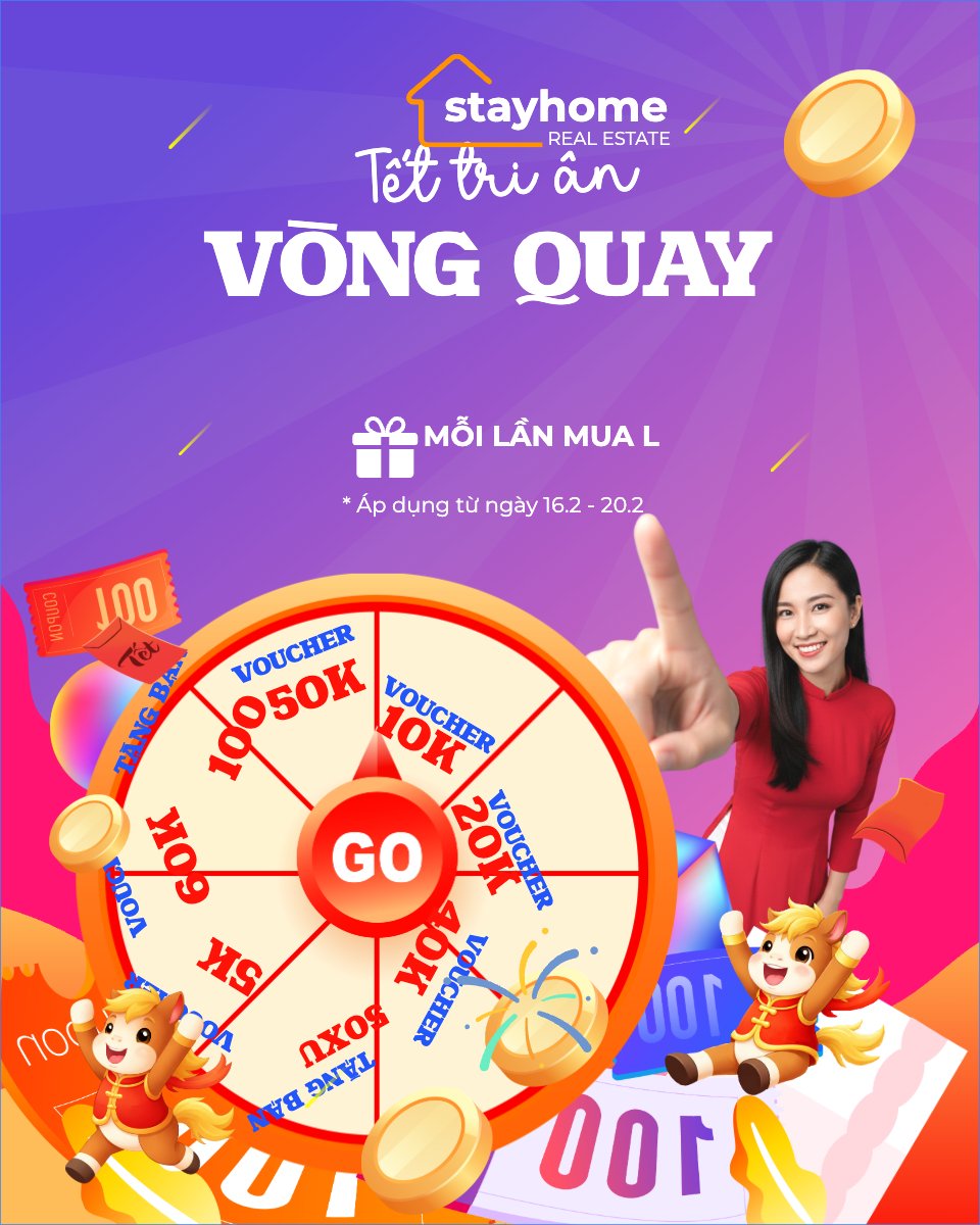 Mẫu Bài post MXH dọc Tết tri ân vòng quay may mắn — LayerPic
