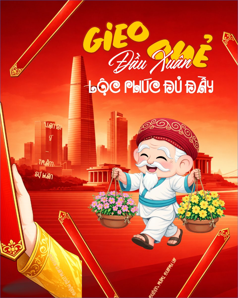 Mẫu Bài post MXH dọc Gieo quẻ đầu xuân lộc phúc đủ đầy — LayerPic