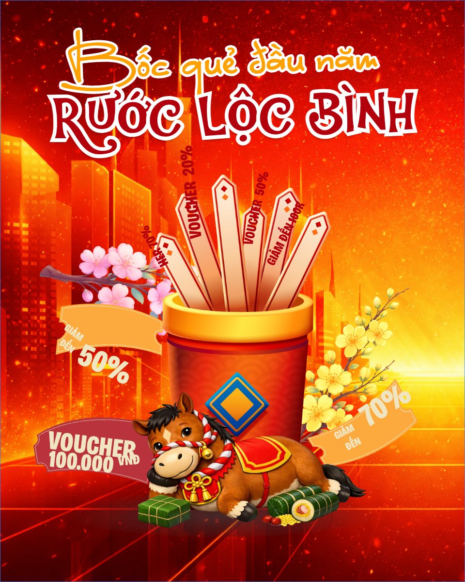 Mẫu Bài post MXH dọc Bốc quẻ đầu năm rước lộc bình an — LayerPic