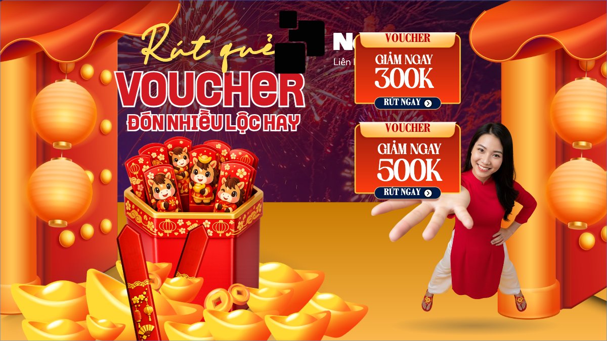 Mẫu Bài post MXH (16:9) Rút quẻ voucher đón nhiều lộc hay — LayerPic
