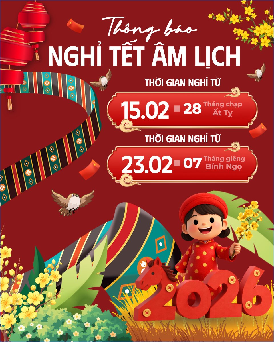 Mẫu Bài post MXH dọc Thông báo nghỉ tết âm lịch — LayerPic