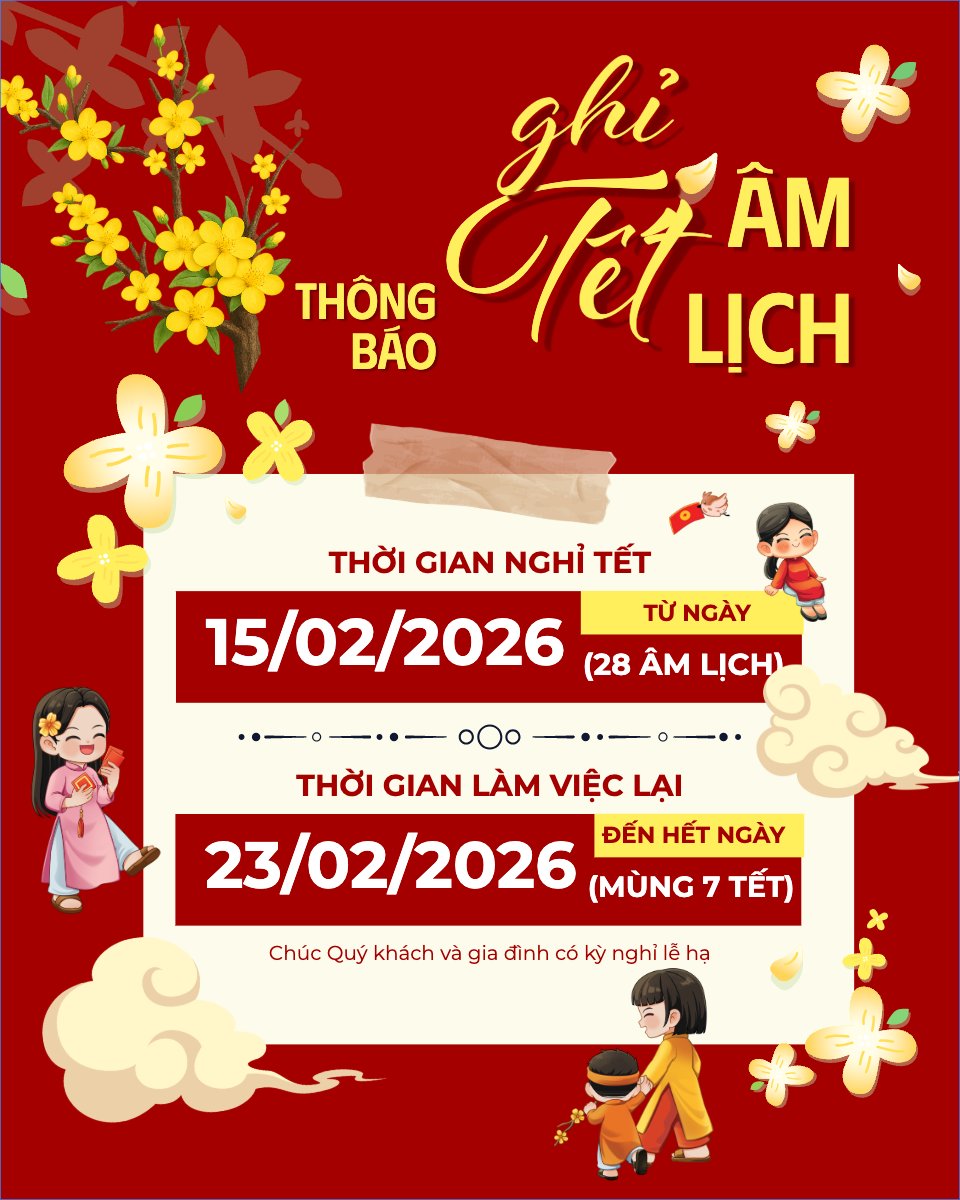 Mẫu Bài post MXH dọc Thông báo nghỉ tết âm lịch — LayerPic