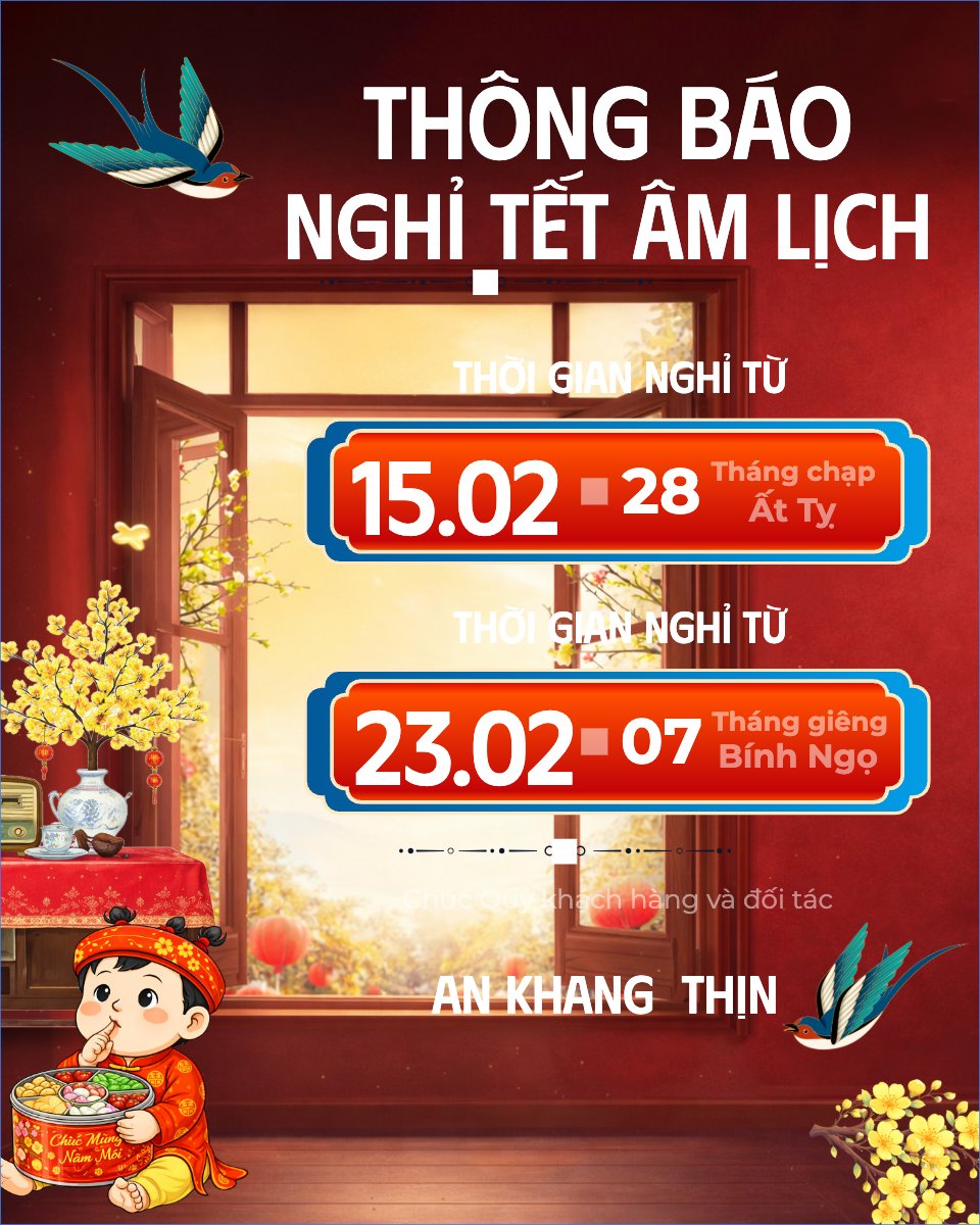 Mẫu Bài post MXH dọc Thông báo nghỉ tết âm lịch — LayerPic