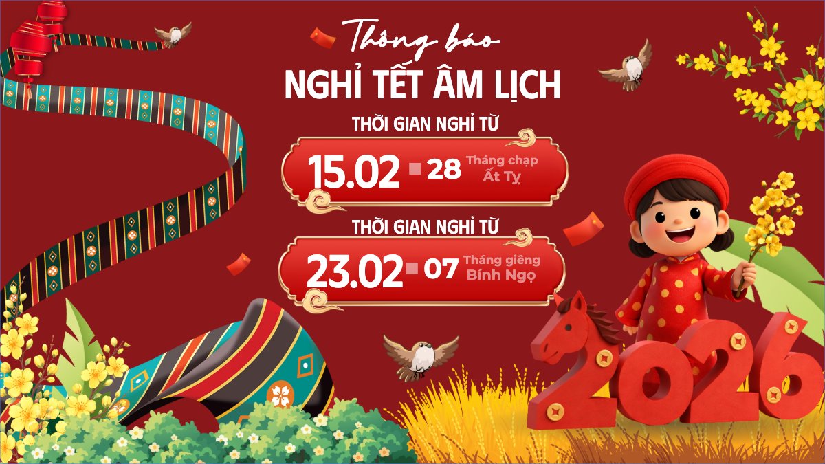 Mẫu Bài post MXH (16:9) Thông báo nghỉ tết âm lịch — LayerPic